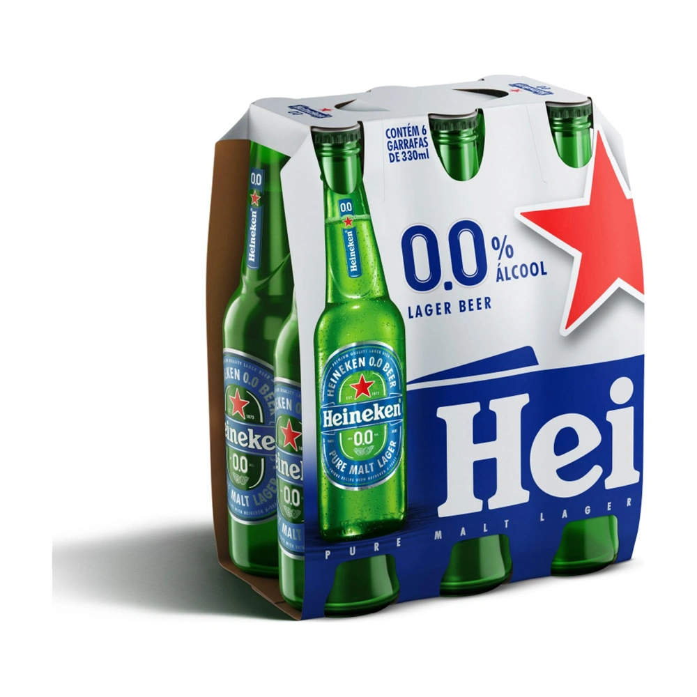 Cerveja Heineken Zero Alcool Long Neck 330Ml Caixa Com 6 Unidades