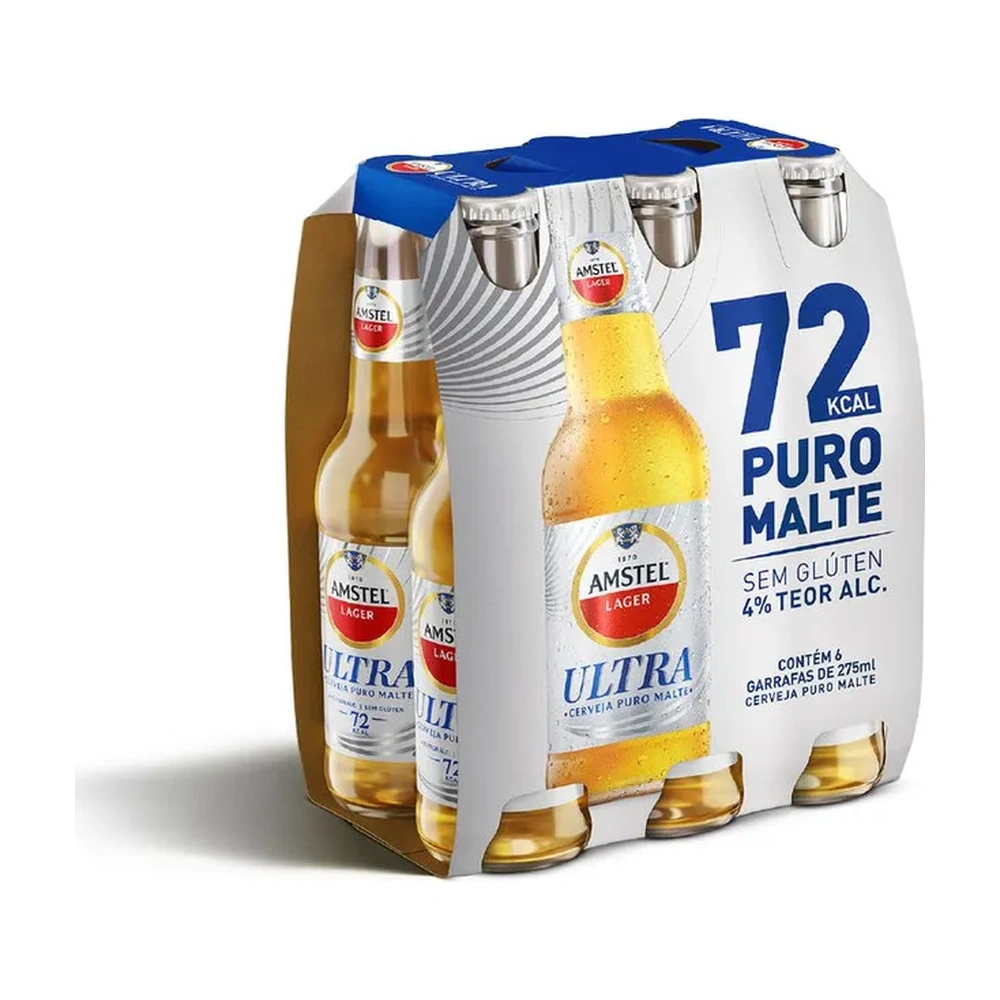 Cerveja Amstel Ultra Long Neck 275Ml Caixa Com 6 Unidades