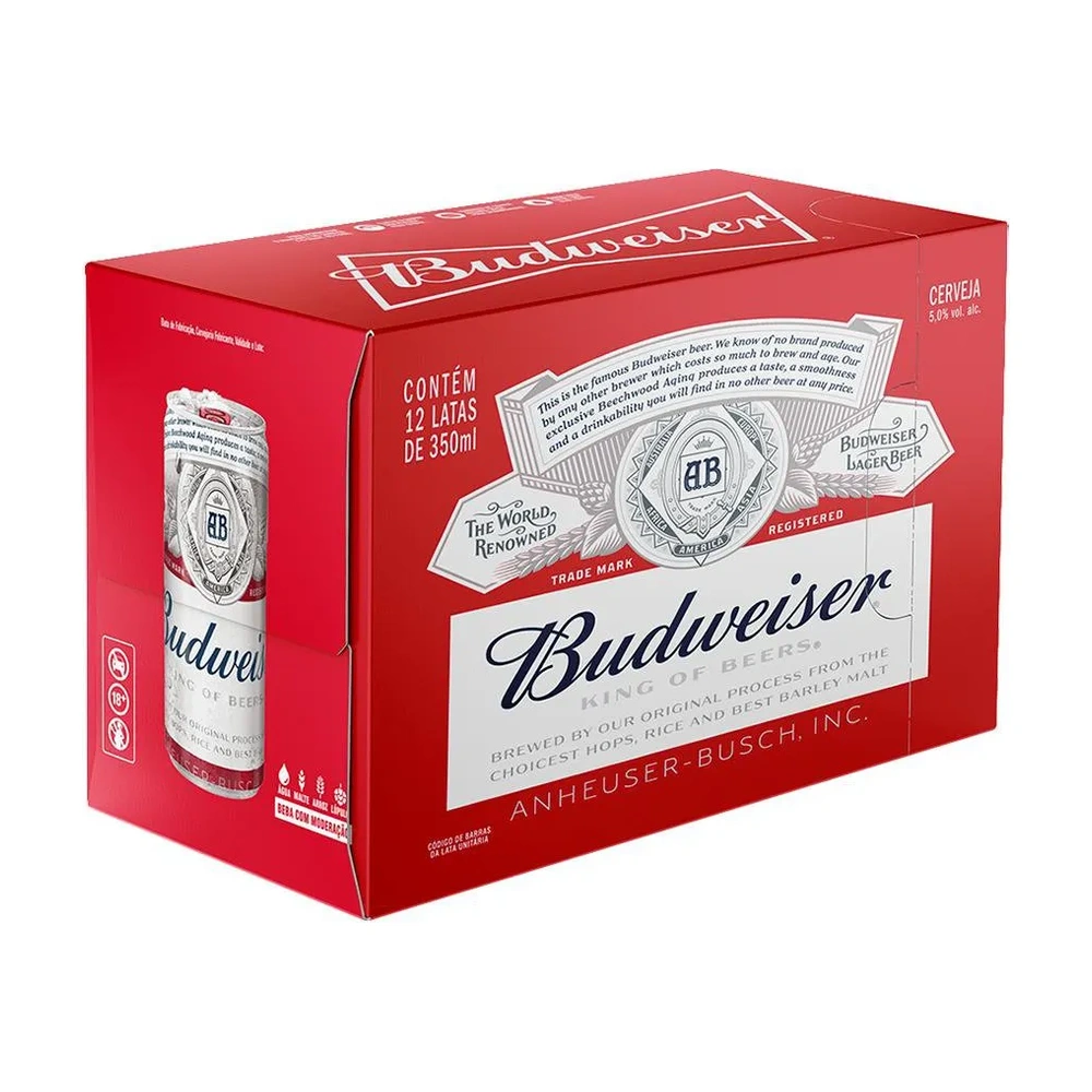 Cerveja Budweiser Lata 350Ml Caixa Com 12 Unidades