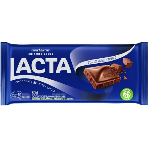 Barra De Chocolate Lacta Ao Leite 80G