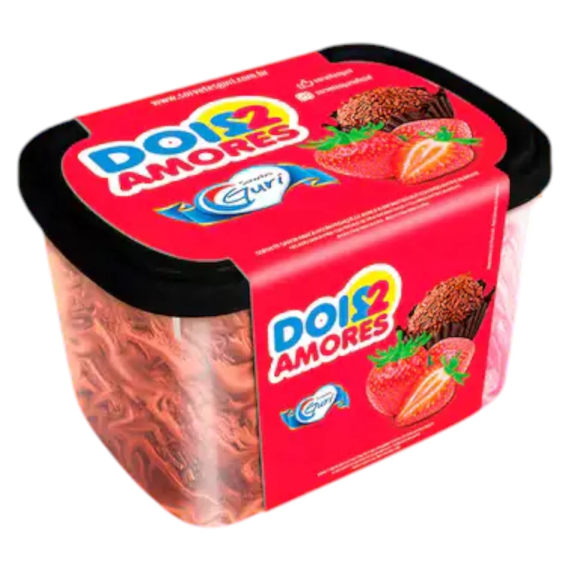 Pote de Sorvete Guri 2L Brigadeiro e Morango