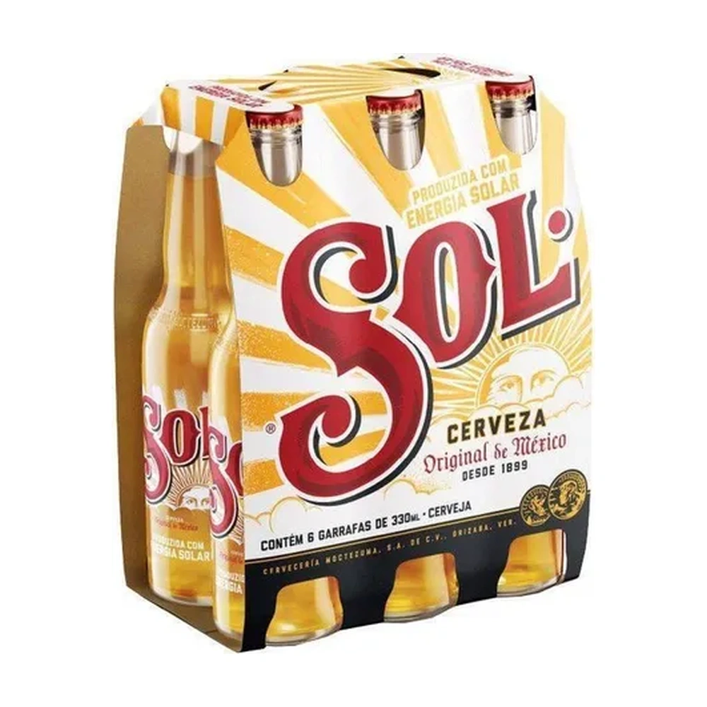 Cerveja Sol Mexicana Long Neck 330Ml Caixa Com 6 Unidades
