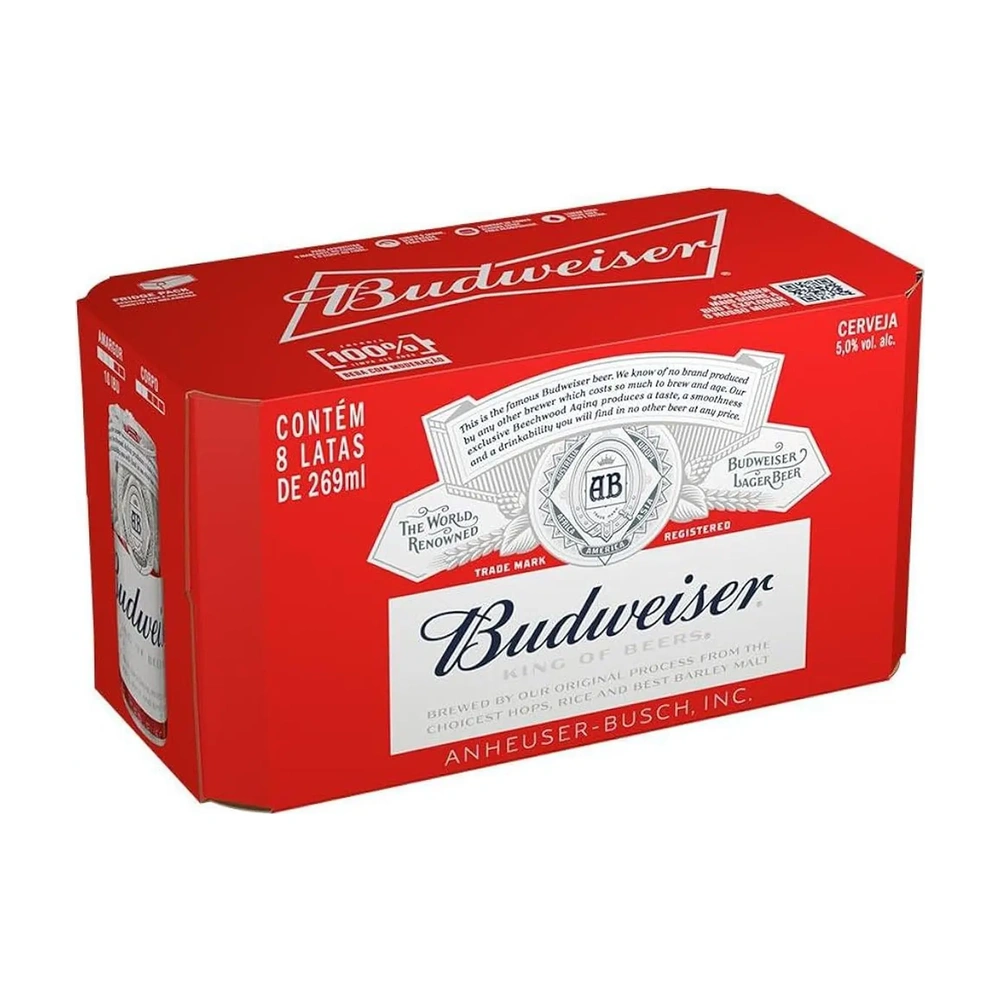 Cerveja Budweiser Lata 269Ml Caixa Com 8 Unidades