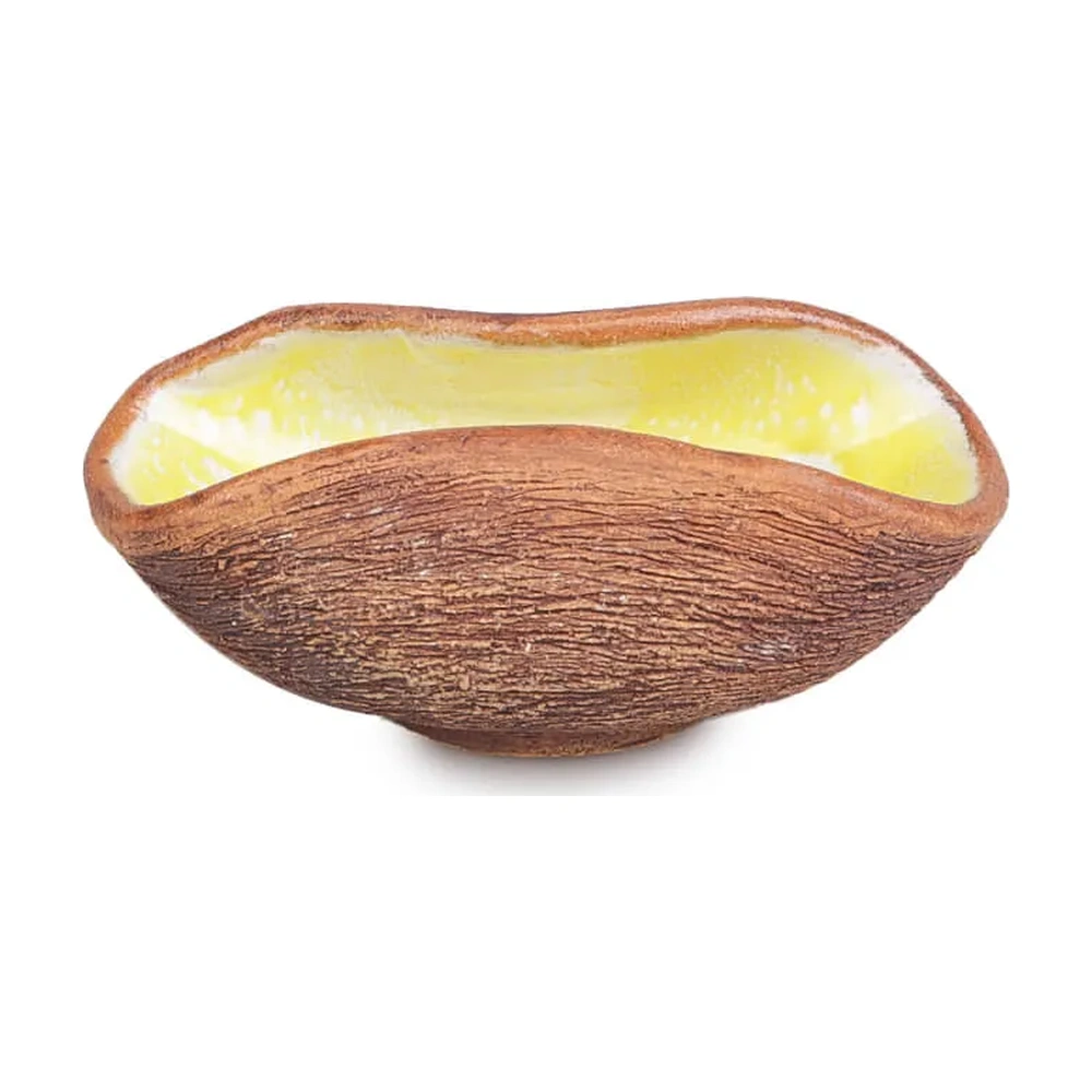 Cuia De Ceramica Amarela Curvada