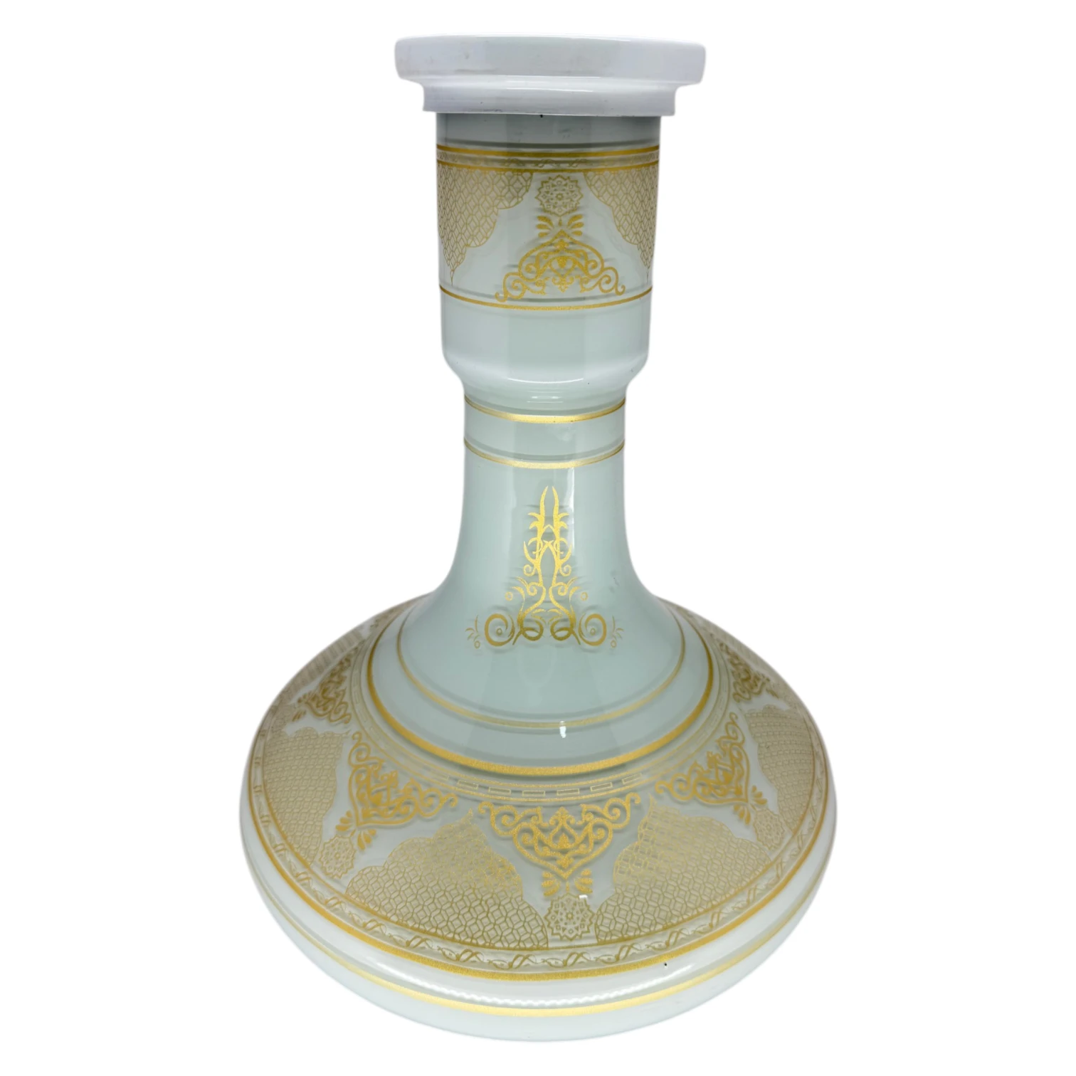 Jarro Poderoso Renda Branco Com Dourado 30Cm