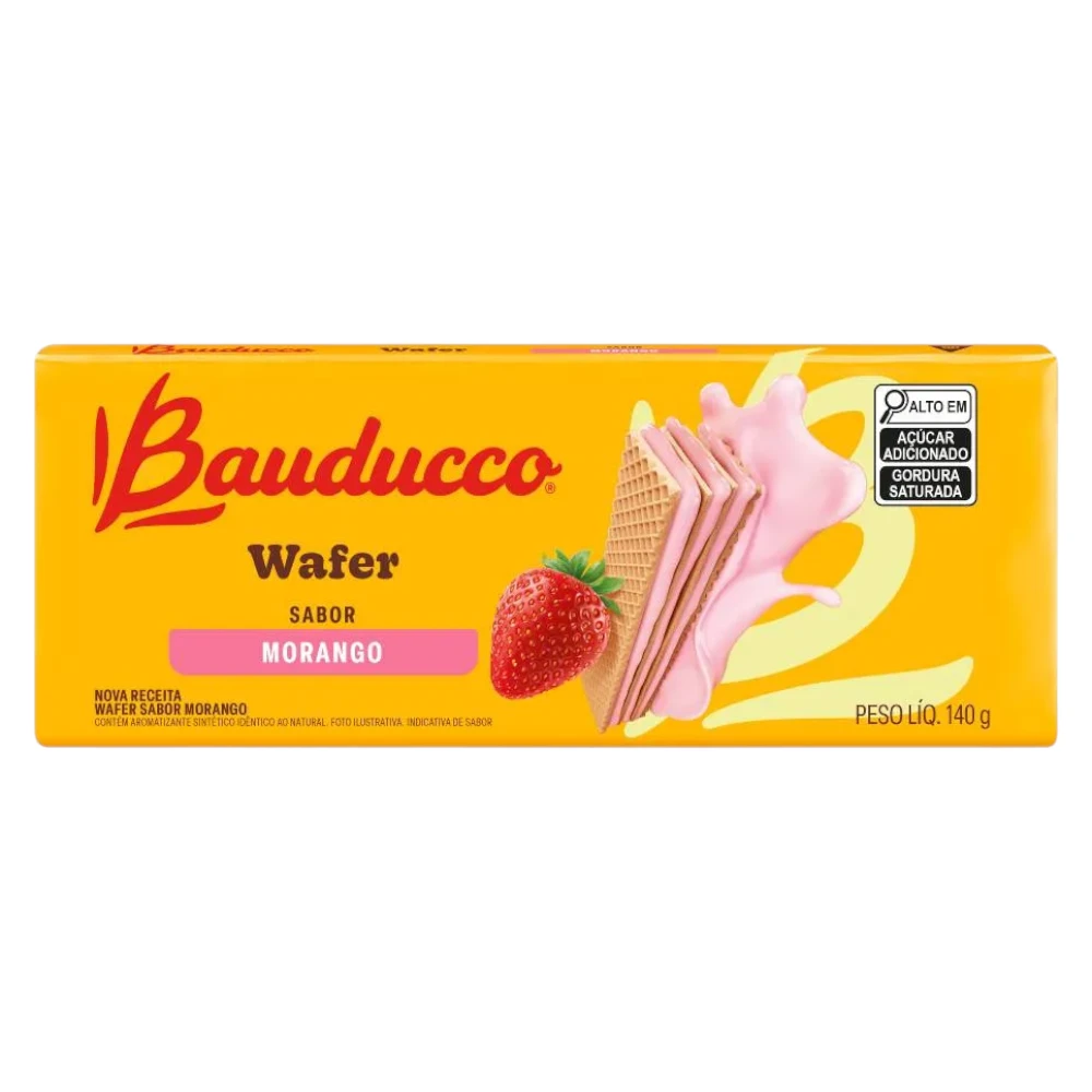 Wafer Recheio Morango Bauducco 140G