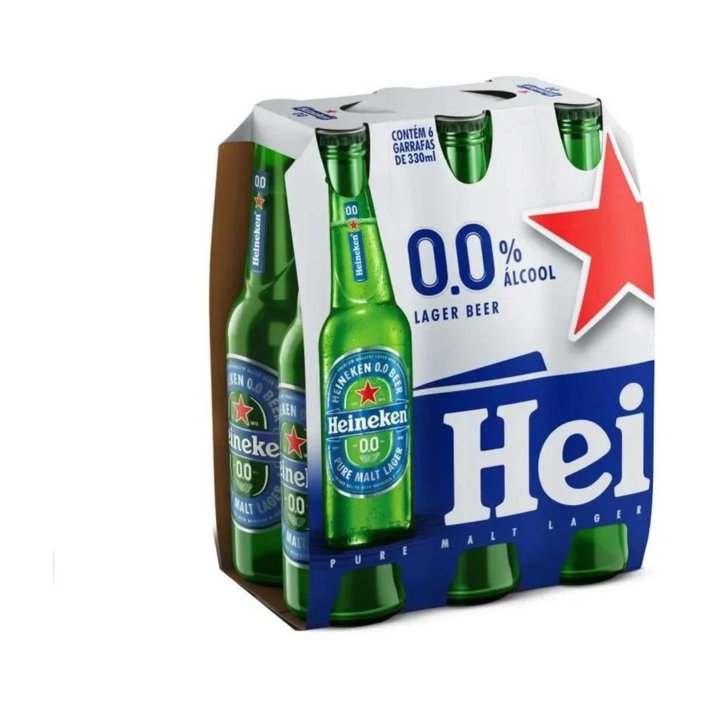 Cerveja Heineken Zero Alcool Long Neck 350Ml Caixa Com 6 Unidades