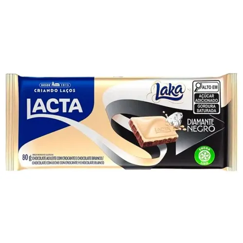 Barra De Chocolate Lacta Diamante Preto E Branco 80G