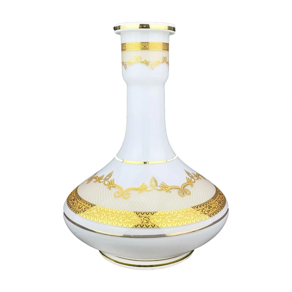 Jarro Md Branco Com Renda Dourada