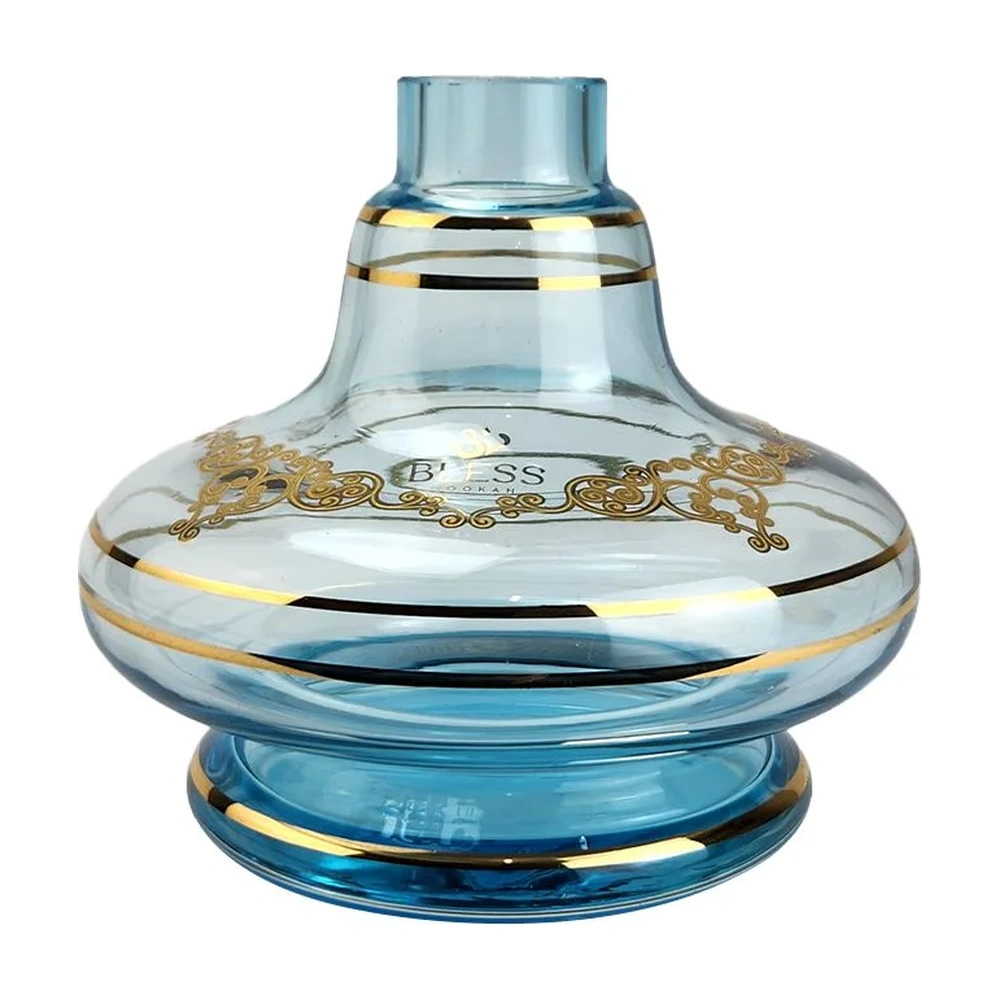 Jarro Bless Azul Claro Com Renda Dorada Pequeno 