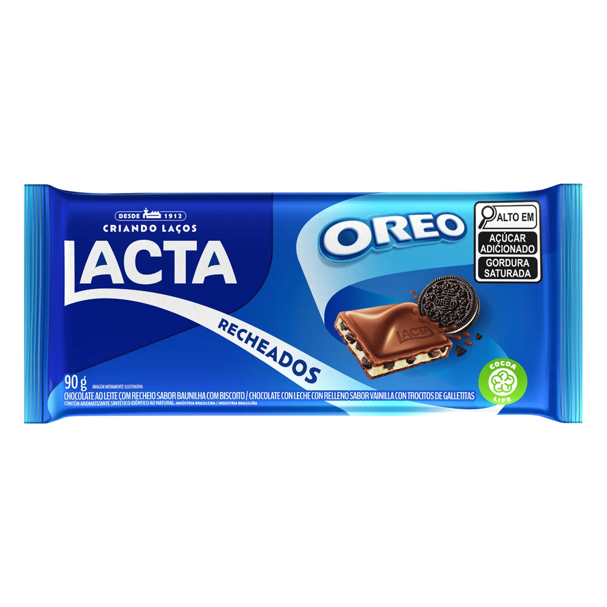 Barra De Chocolate Lacta Recheada Oreo 90G