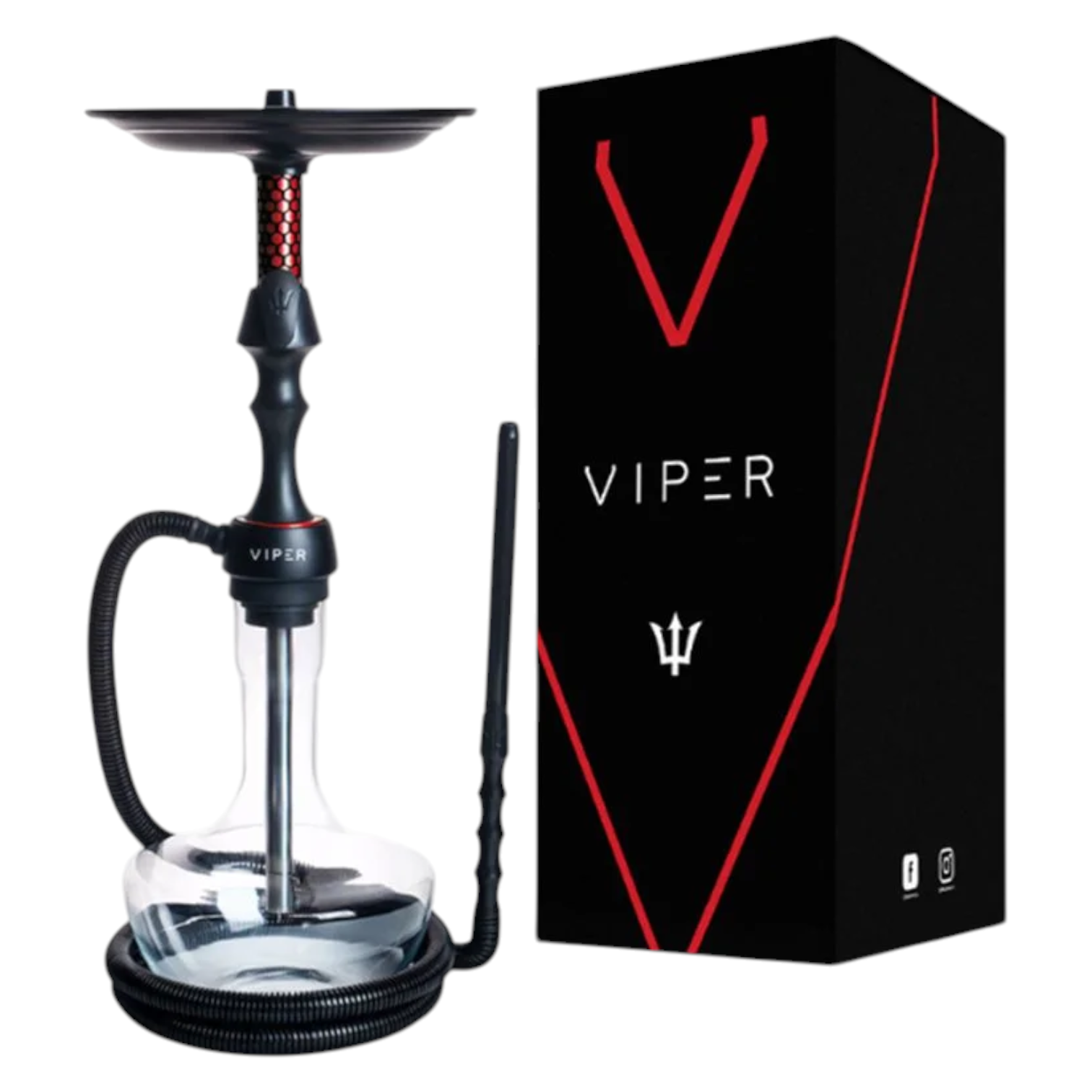 Arguile Triton Viper Preto Com Vermelho Caixa