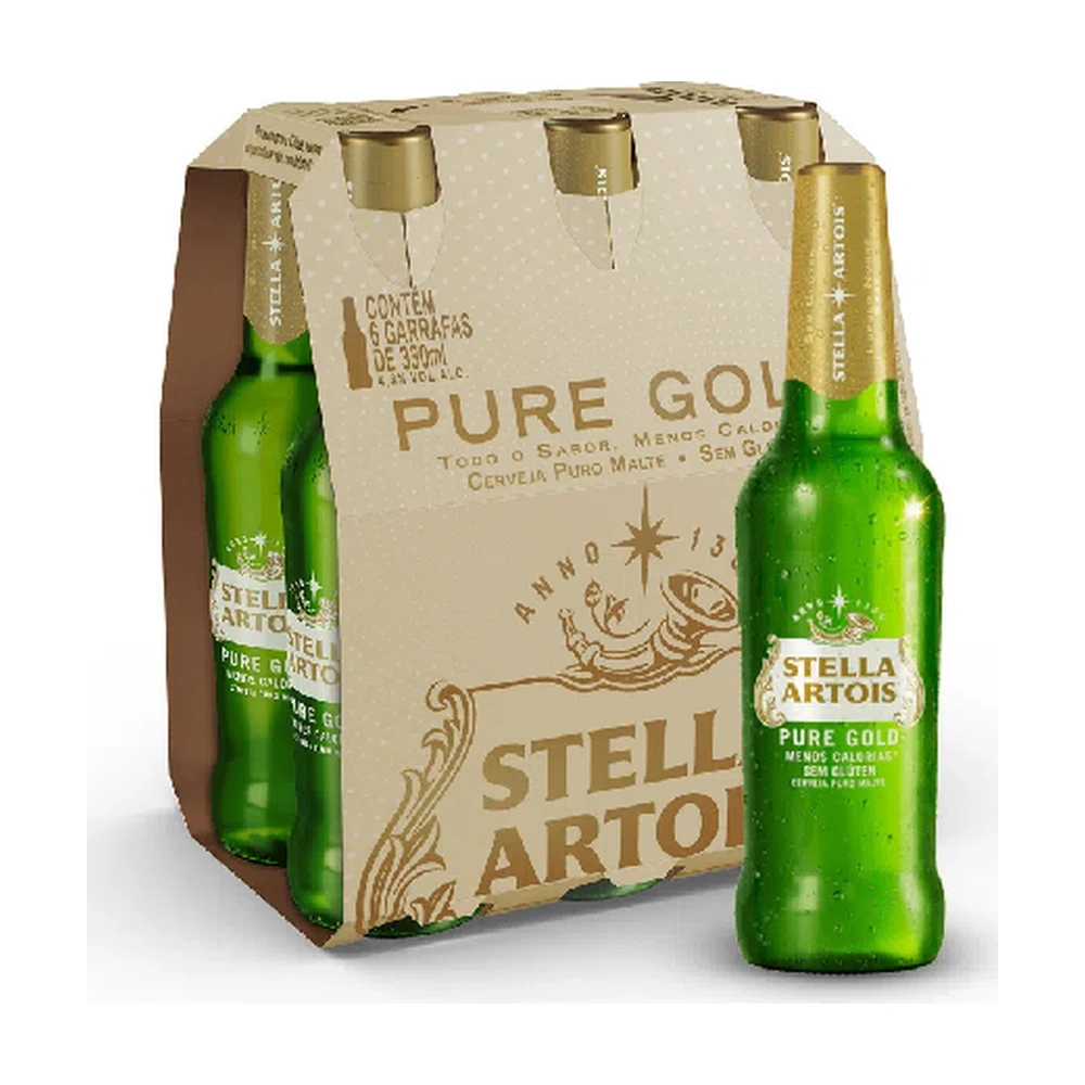 Cerveja Stella Artois Pure Gold 330Ml Caixa Com 6 Unidades
